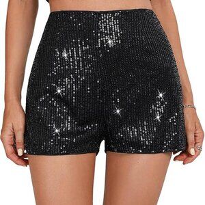 Black Sequin Shorts with Elastic Waist size XS